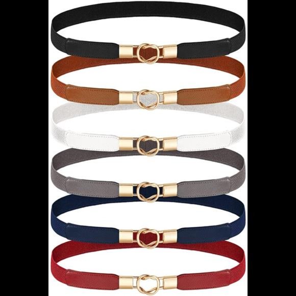 6 Pieces Skinny Women Belts for Women Belts for Dresses Elastic Waist Belt Retro main image 6